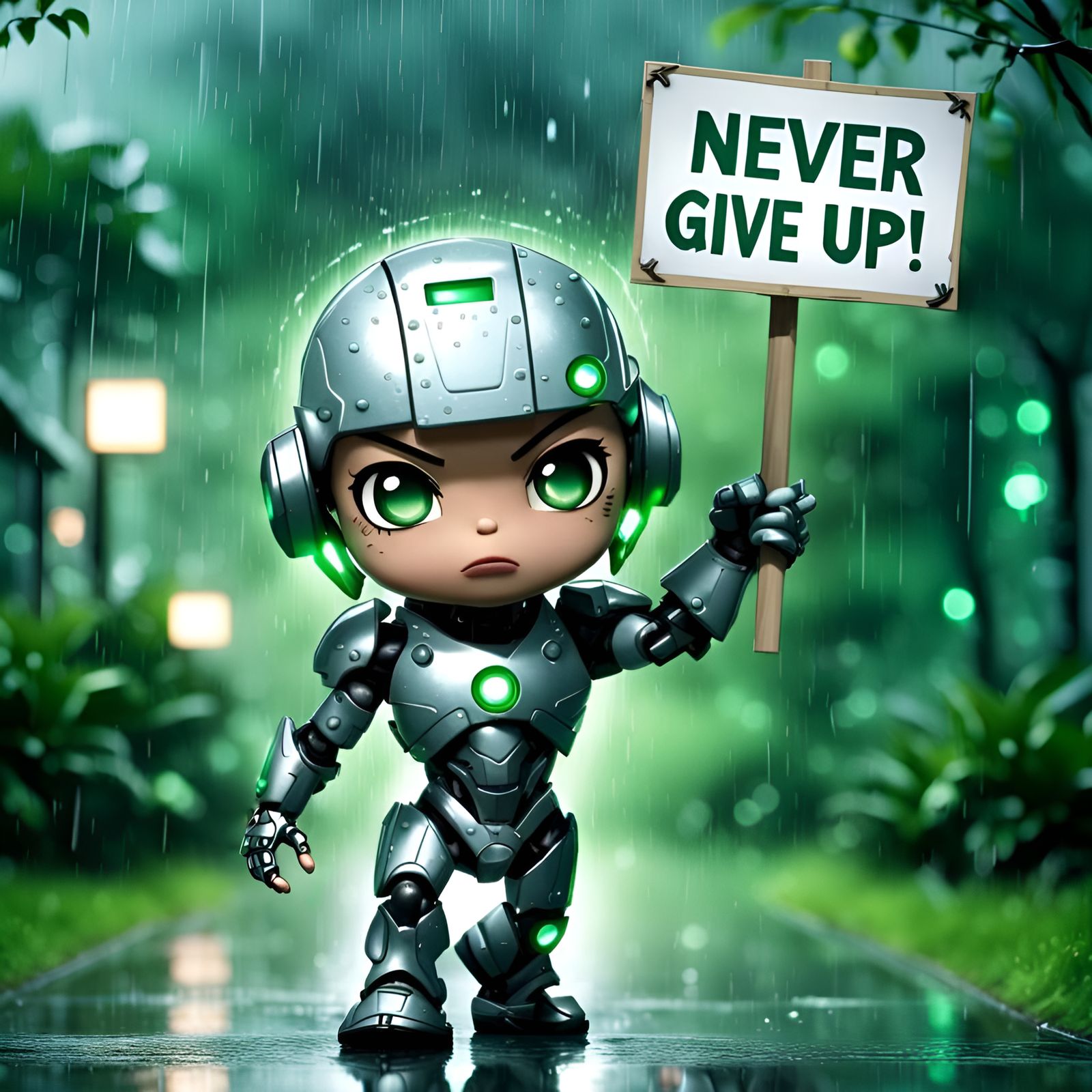 Chibi Cyborg Hand Illustration