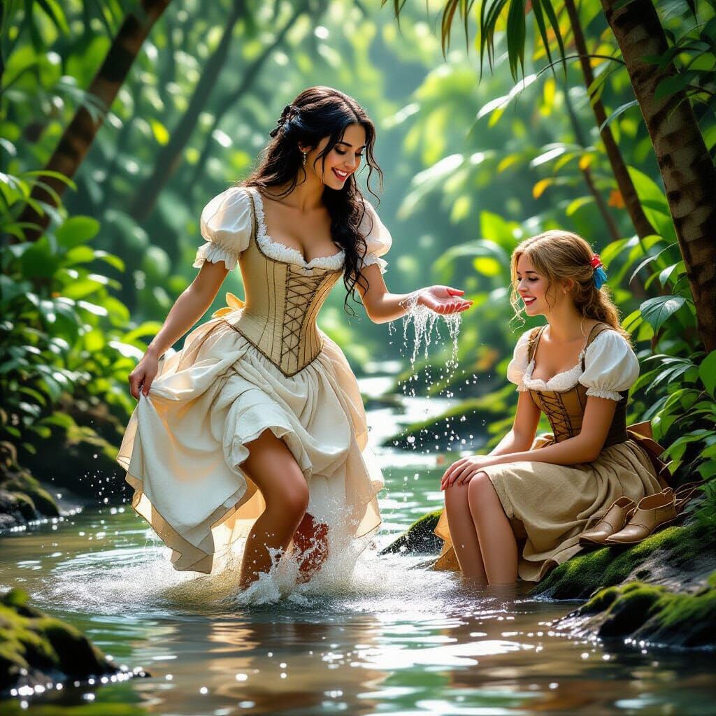 Viscountess Splashes in Tropical Stream, 1836