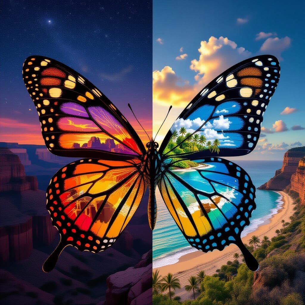 Butterfly Wings Showcase Contrasting Landscapes