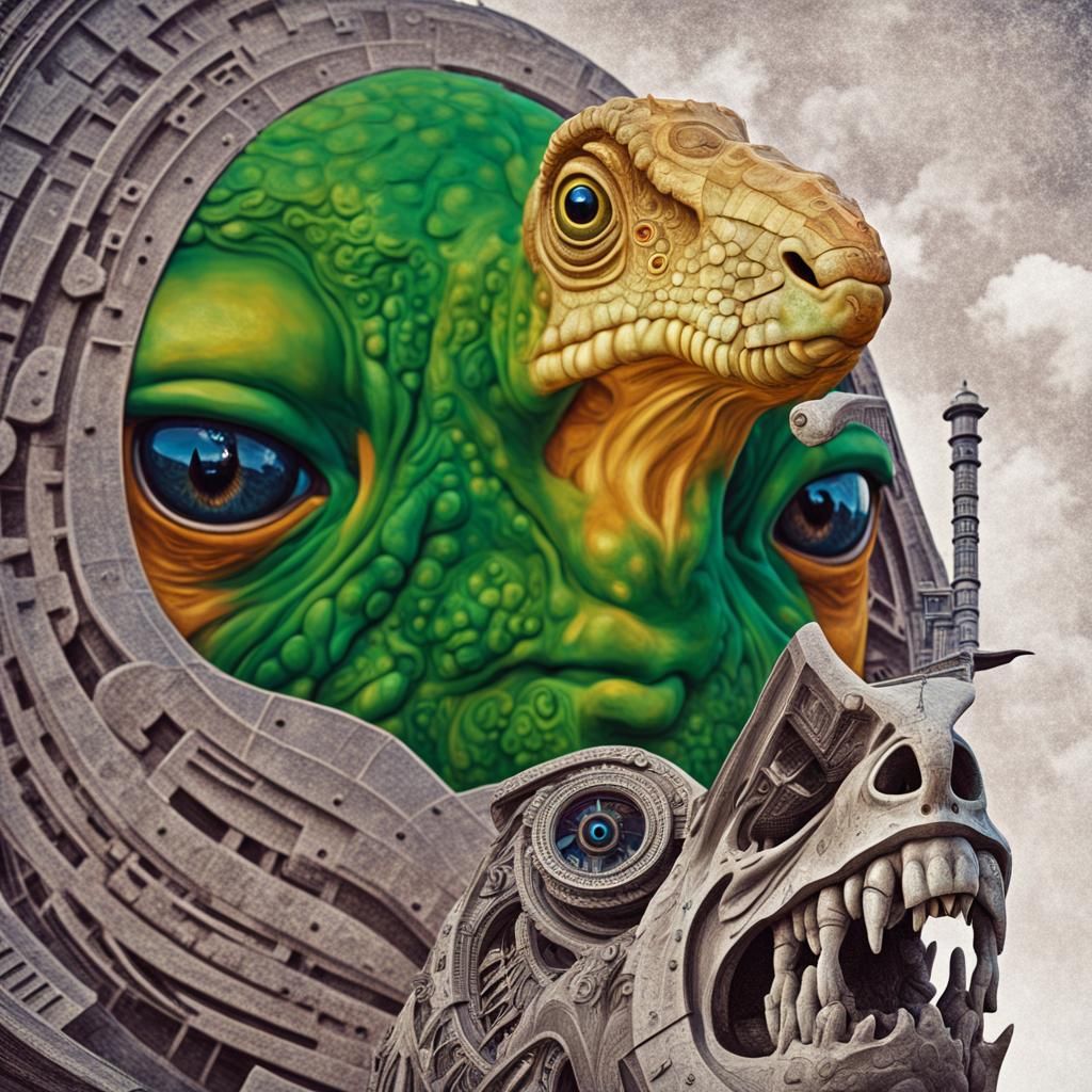 Surreal Galactic Dieselpunk Portrait with Soul Transformatio...