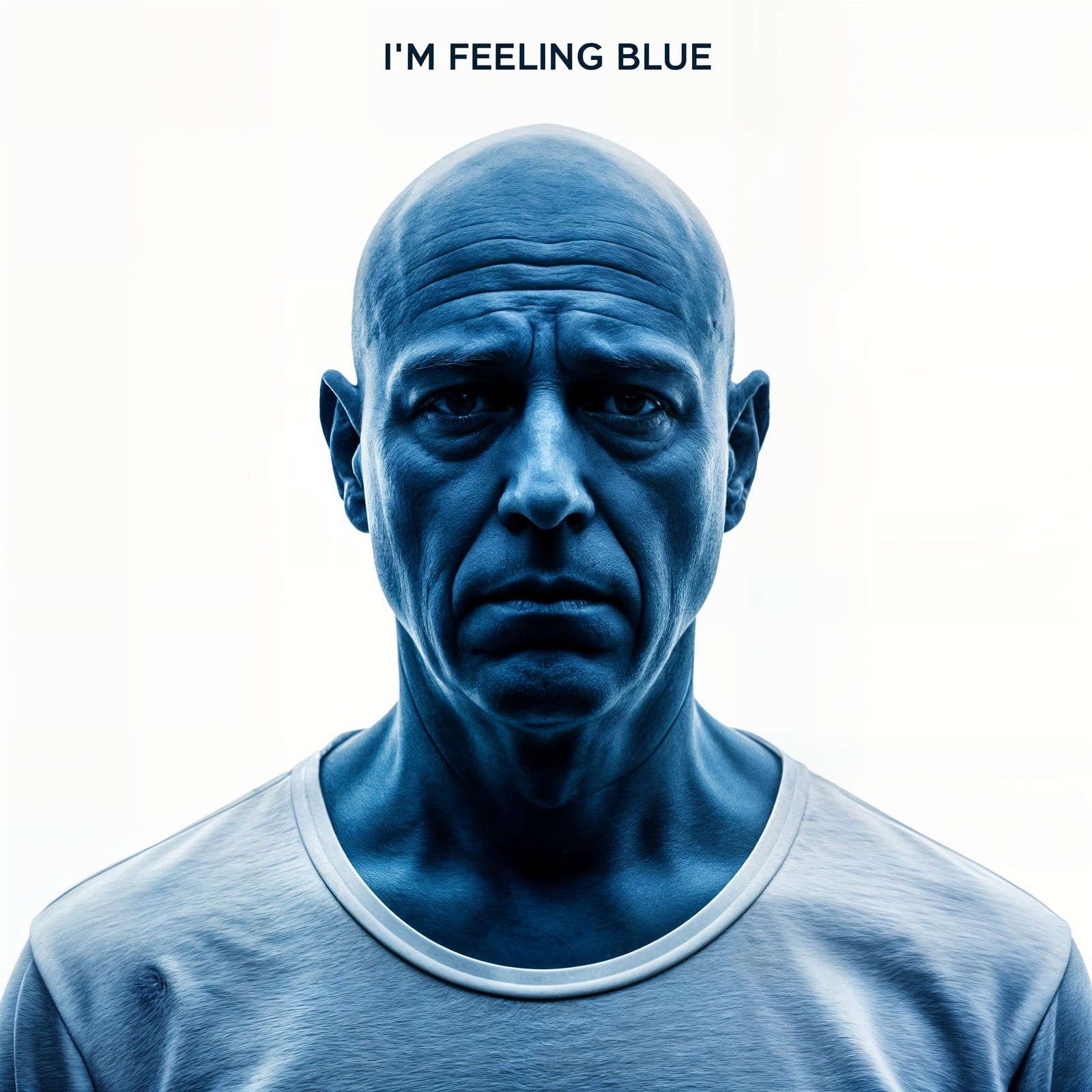 Blue Man Portrait: Dramatic Expression of Sadness