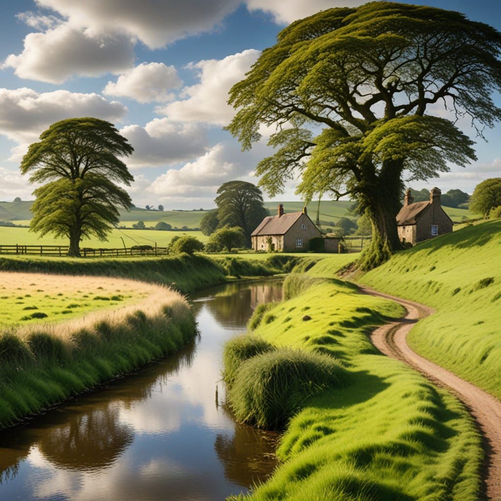 English Countryside Serenade in Impressionist Style