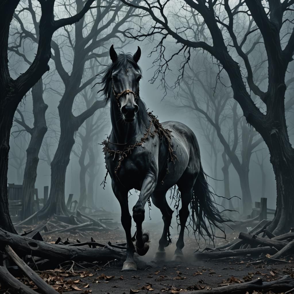 Ghost Horse Emerges from Gothic Darkness