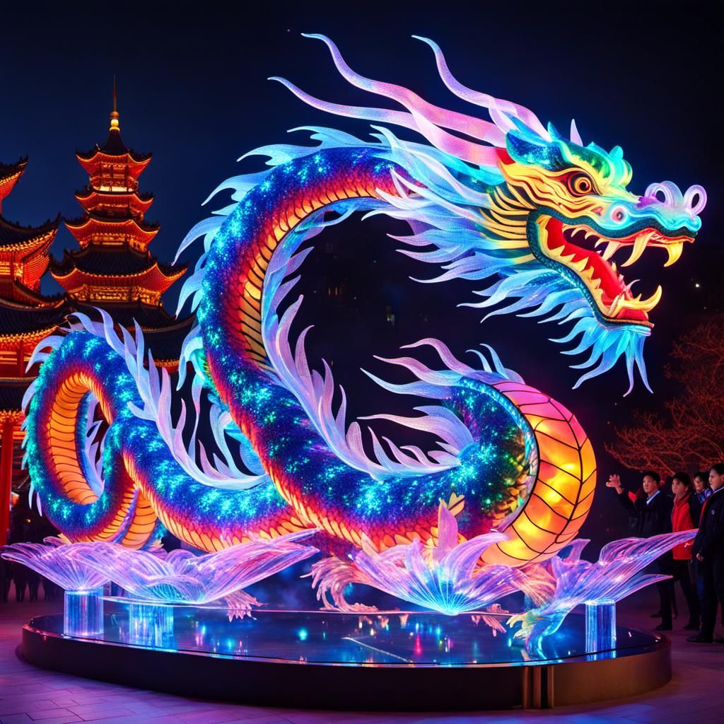 holographic projection of an Beautiful Chinese Dragon