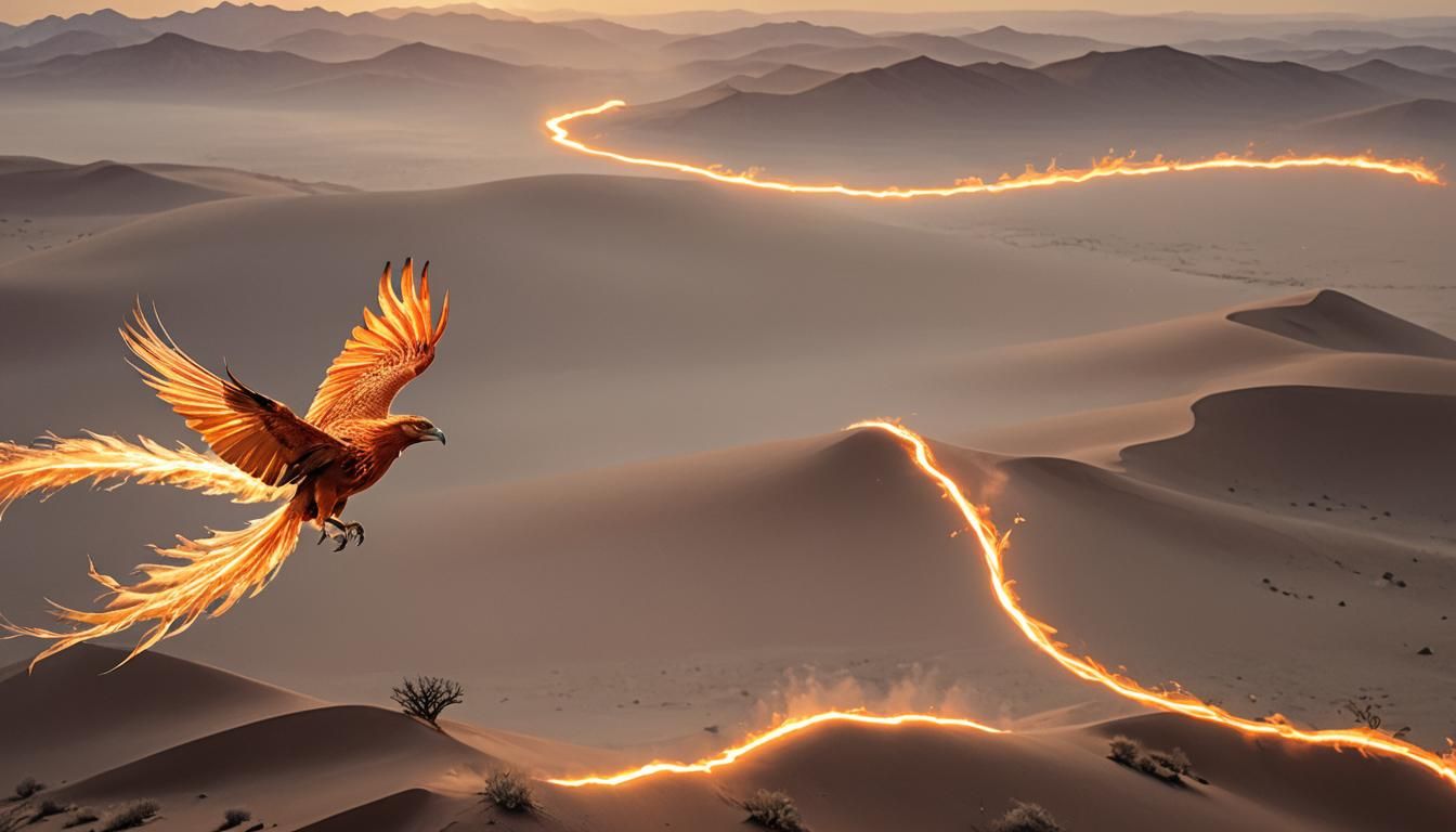Phoenix Soaring Through Desert Sky