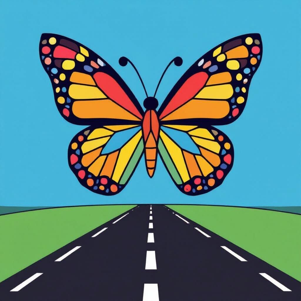 Geometric Butterfly Coloring Page in Flat Design Style