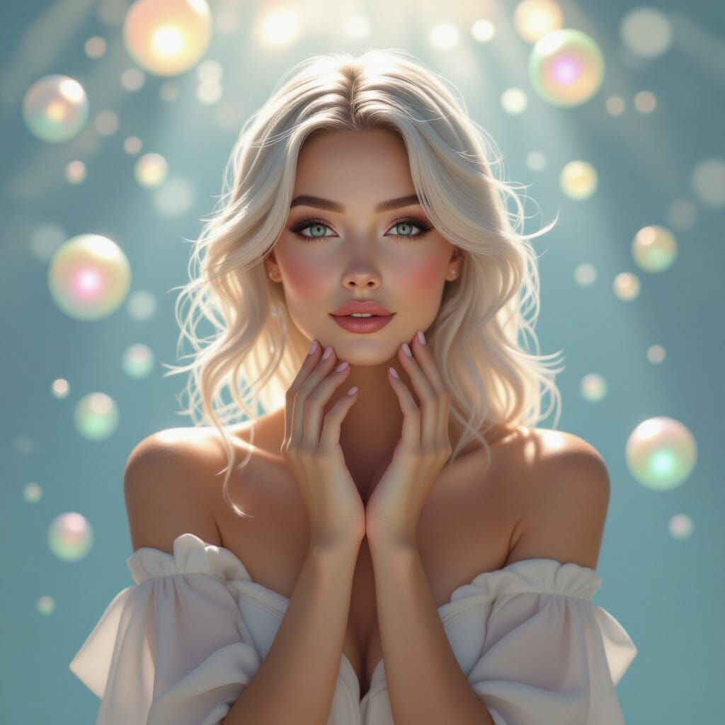 Luminous Pearl Woman with Nacre Iridescence