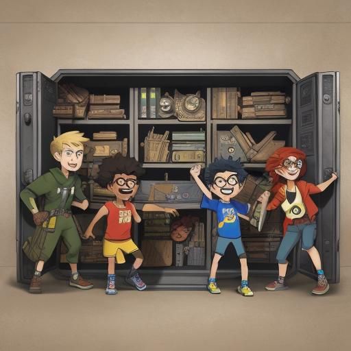 Cartoon Kids Discover a Mysterious Vault