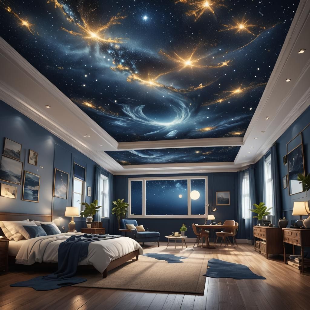 Ocean Room with Starry Night Sky in 3D