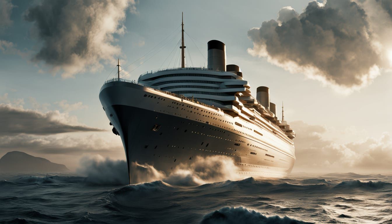 Sleek Futuristic Ocean Liner Glides Through Calm Waters in G...