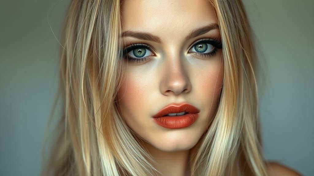 Beautiful woman with honey blond long hair