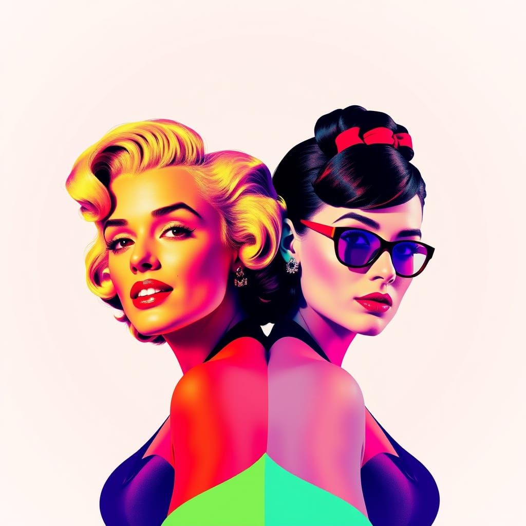 Pop Art Portraits of Marilyn Monroe and Audrey Hepburn