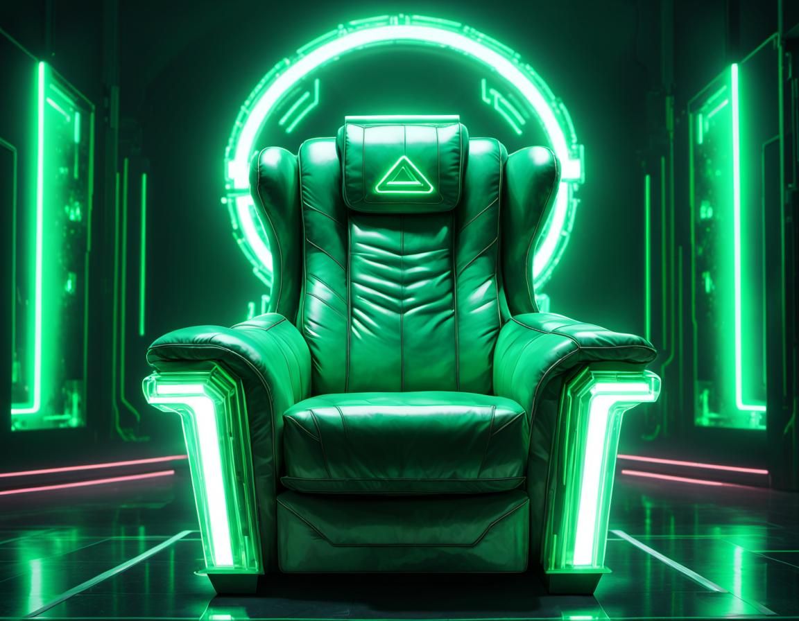 Emerald Throne with Cyberpunk Hologram