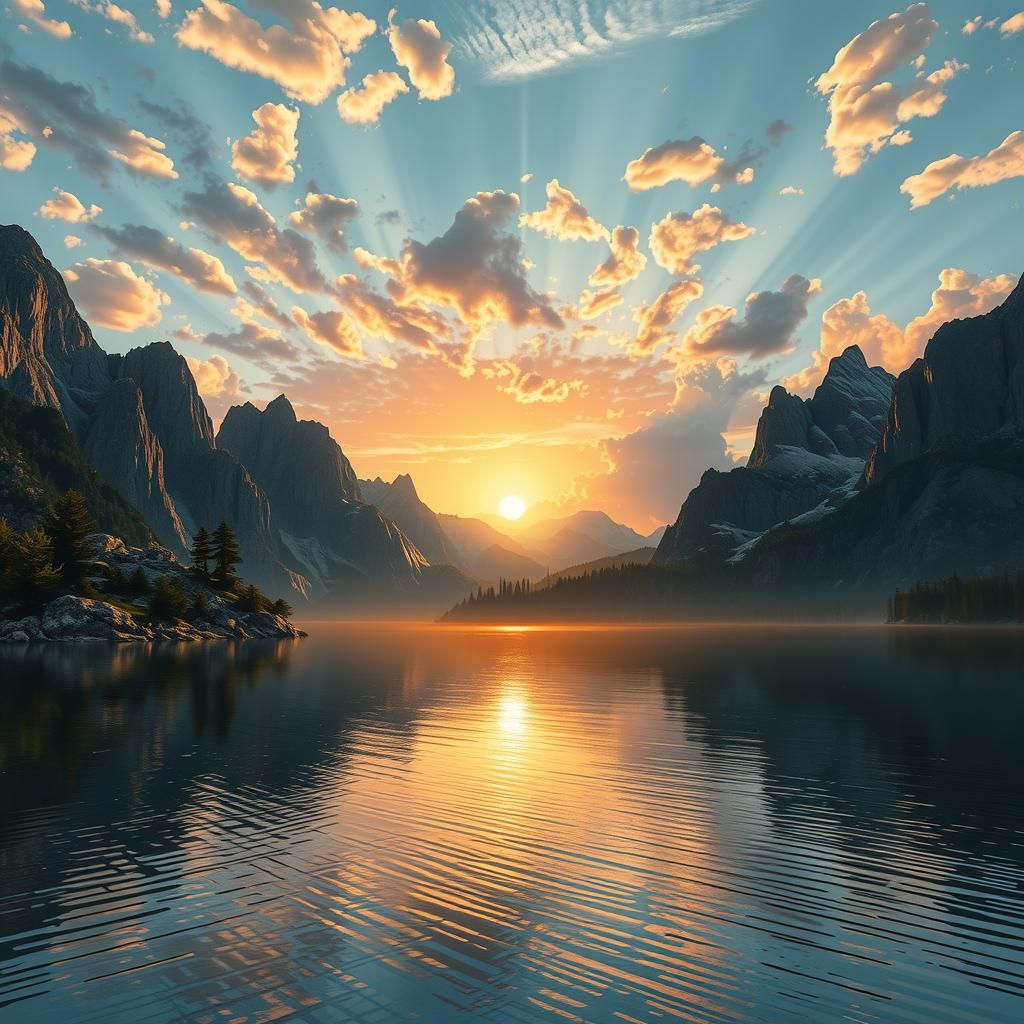 Gigapixel Sunrise with Hidden Cityscape and Dreamscape