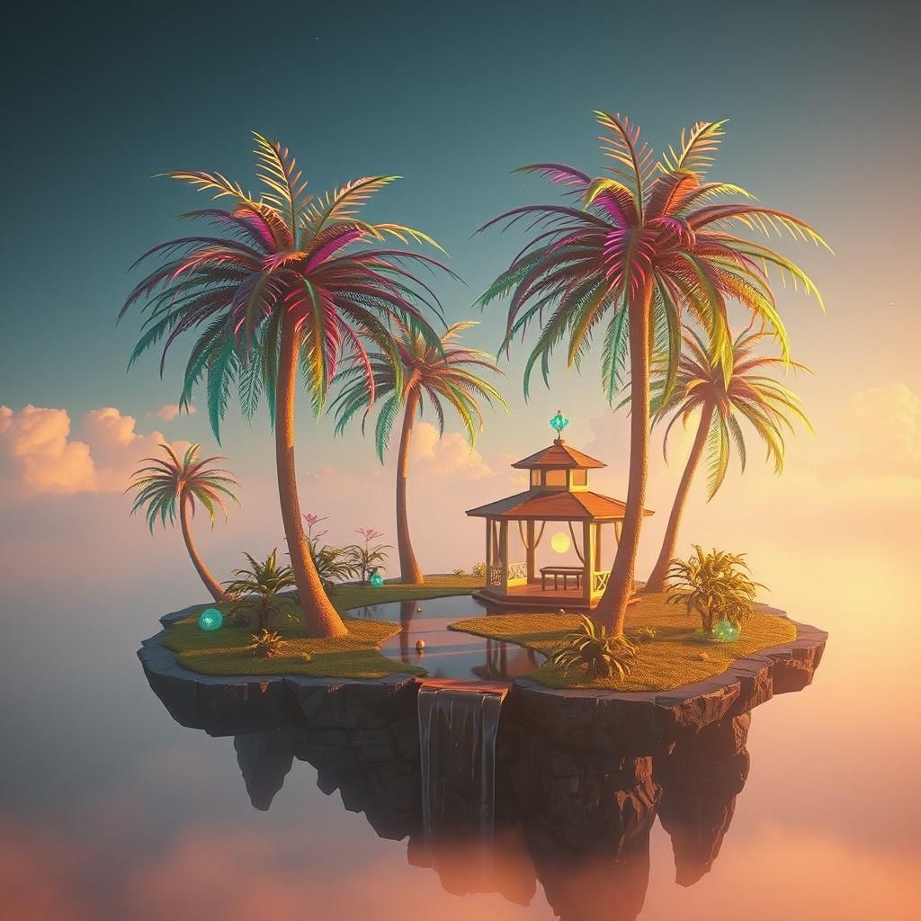 Glass Palm Oasis in Transparent Dome