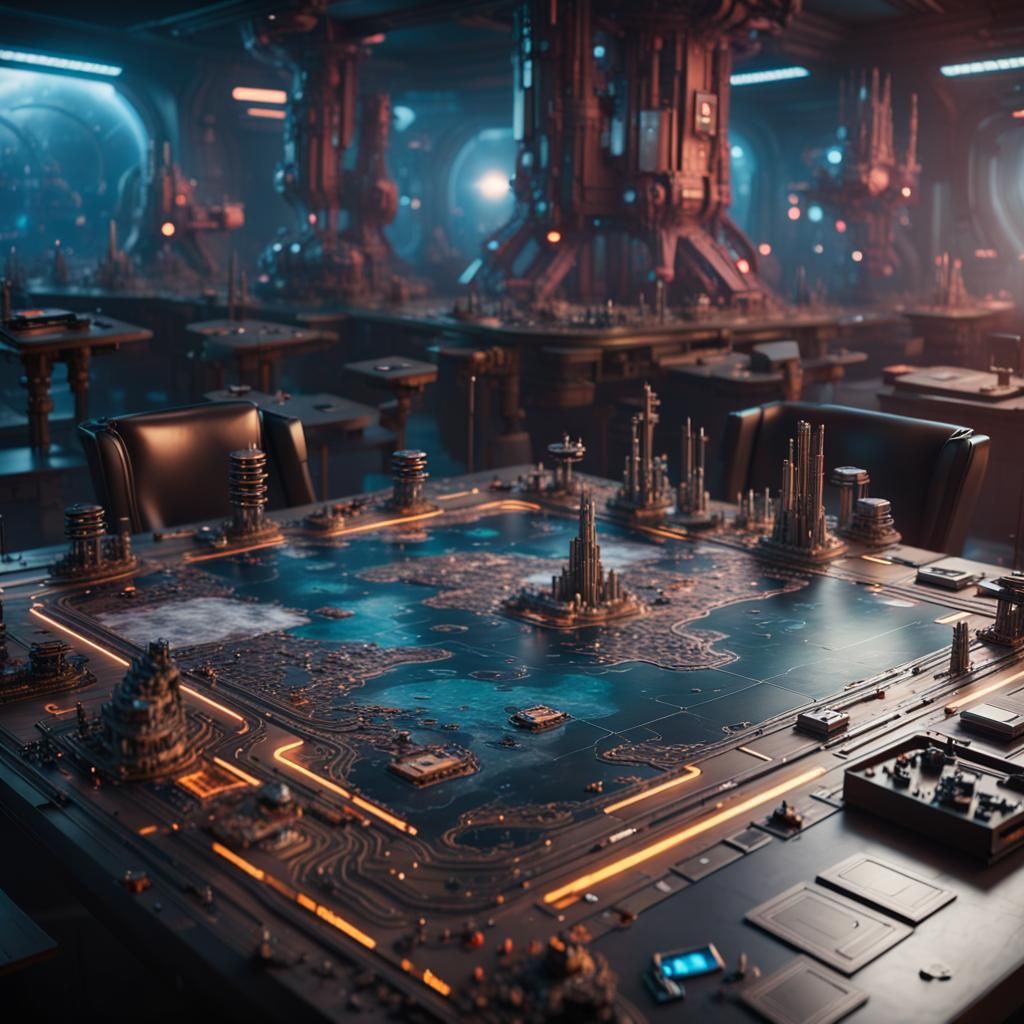 Cyberpunk Space Board Game in 3D