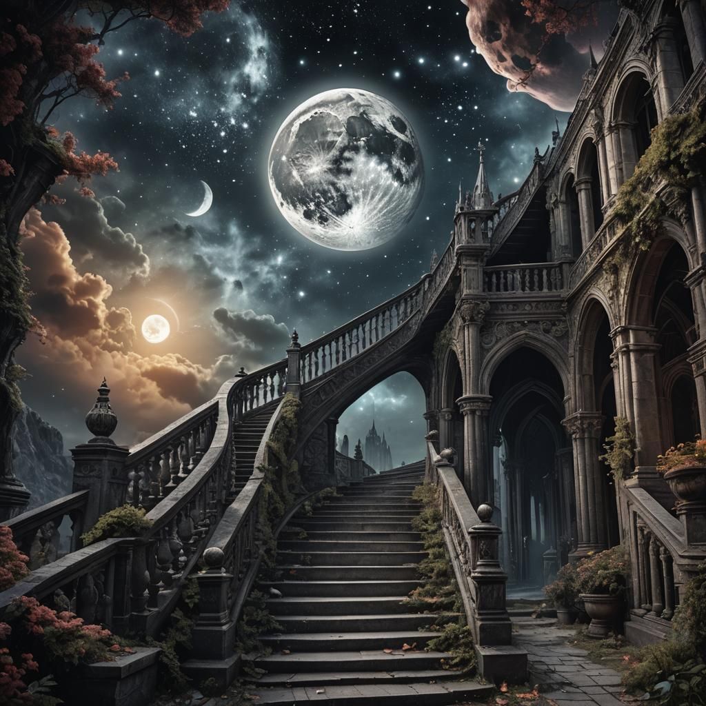 Gothic Stairway to the Moon: Digital Matte Painting