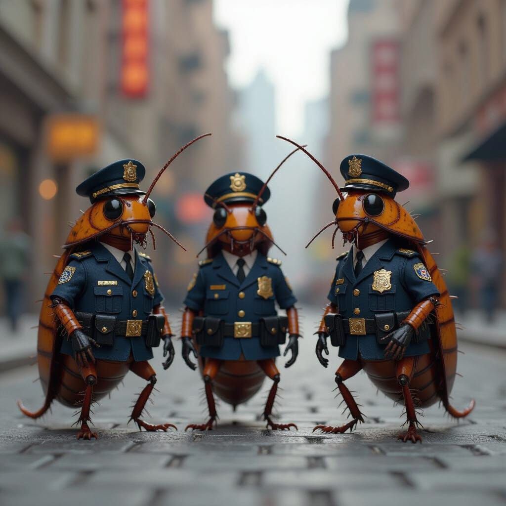 Cockroach Police Force in Pixar Style
