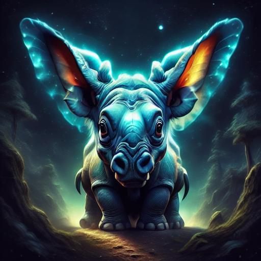 Surreal Alien Rhinoceros in Vibrant Colors
