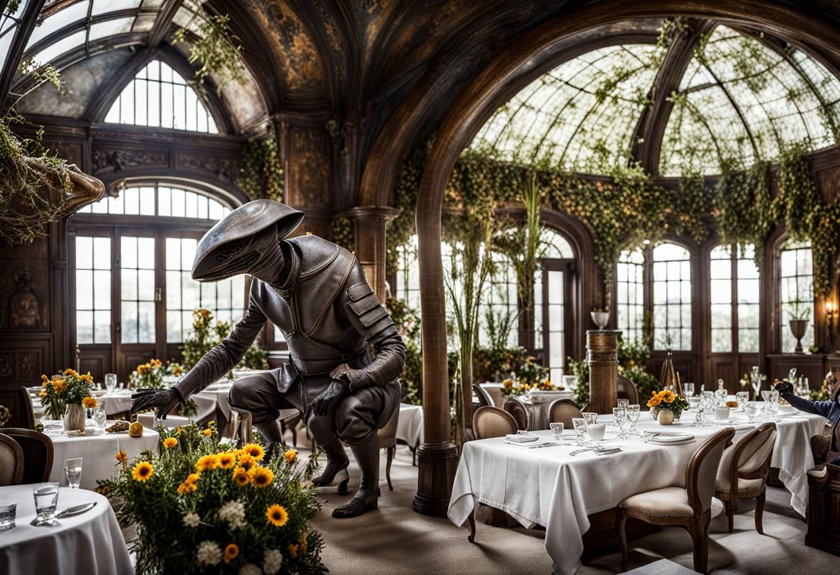 Surreal Alien Restaurant Celebration in Magical Realism Styl...