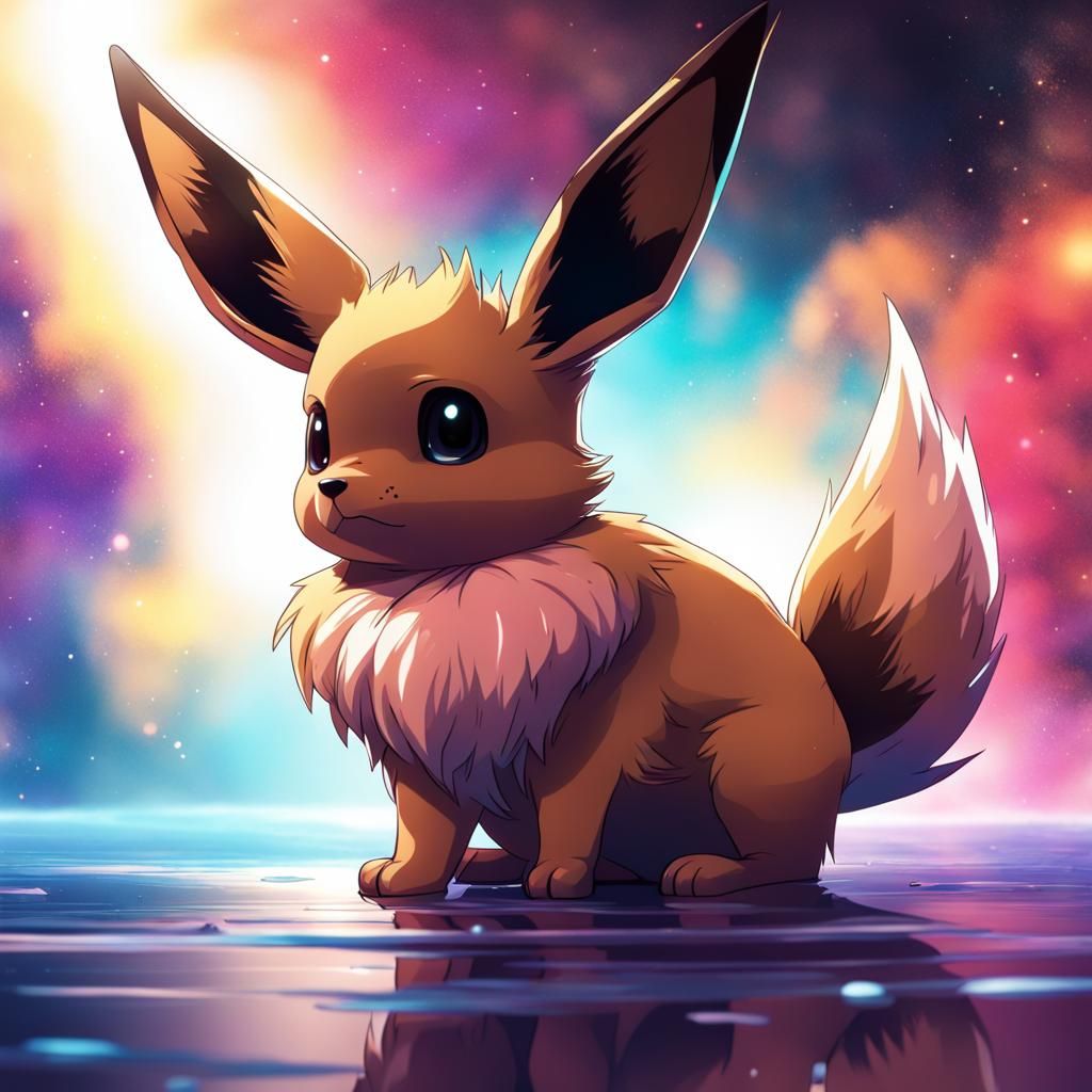 Sad Eevee in Space: Hyperrealistic Concept Art