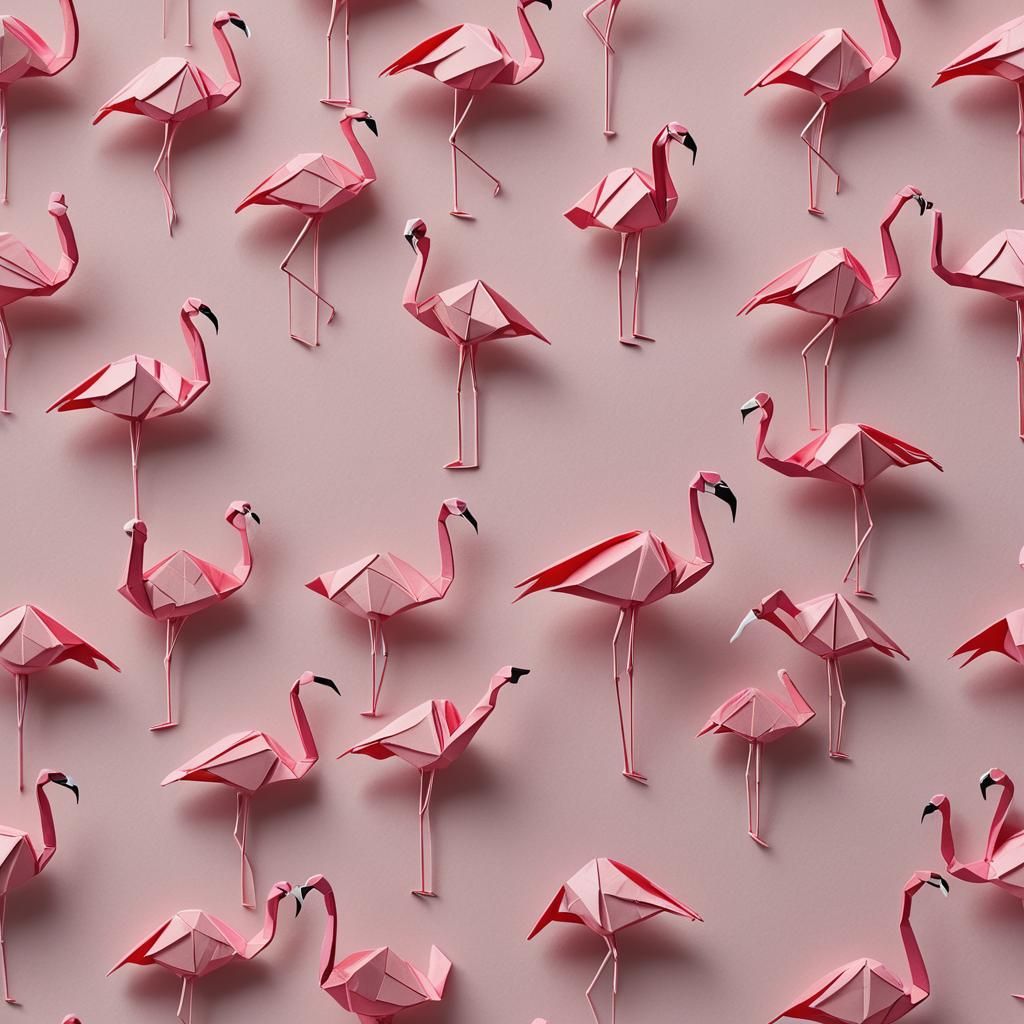 Origami Flamingo in Pastel Pink: A Delicate Paper Sculpture