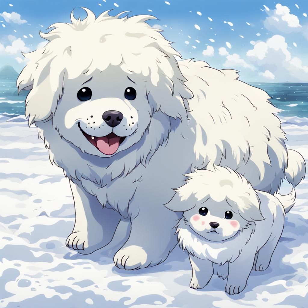 Adorable Seal-Dog Hybrid in Anime Style