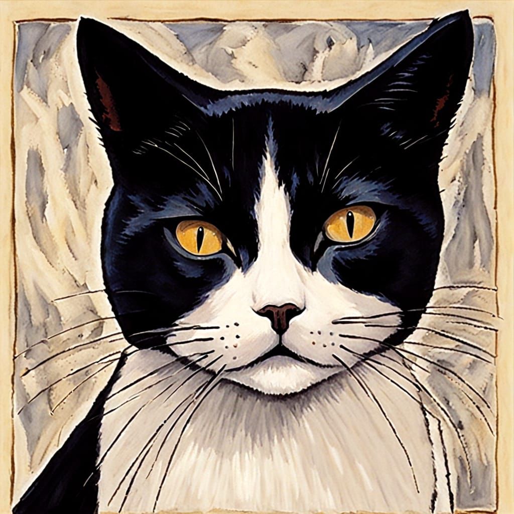 Cat Cries Out as Stars Fall, Modigliani Larionov Style