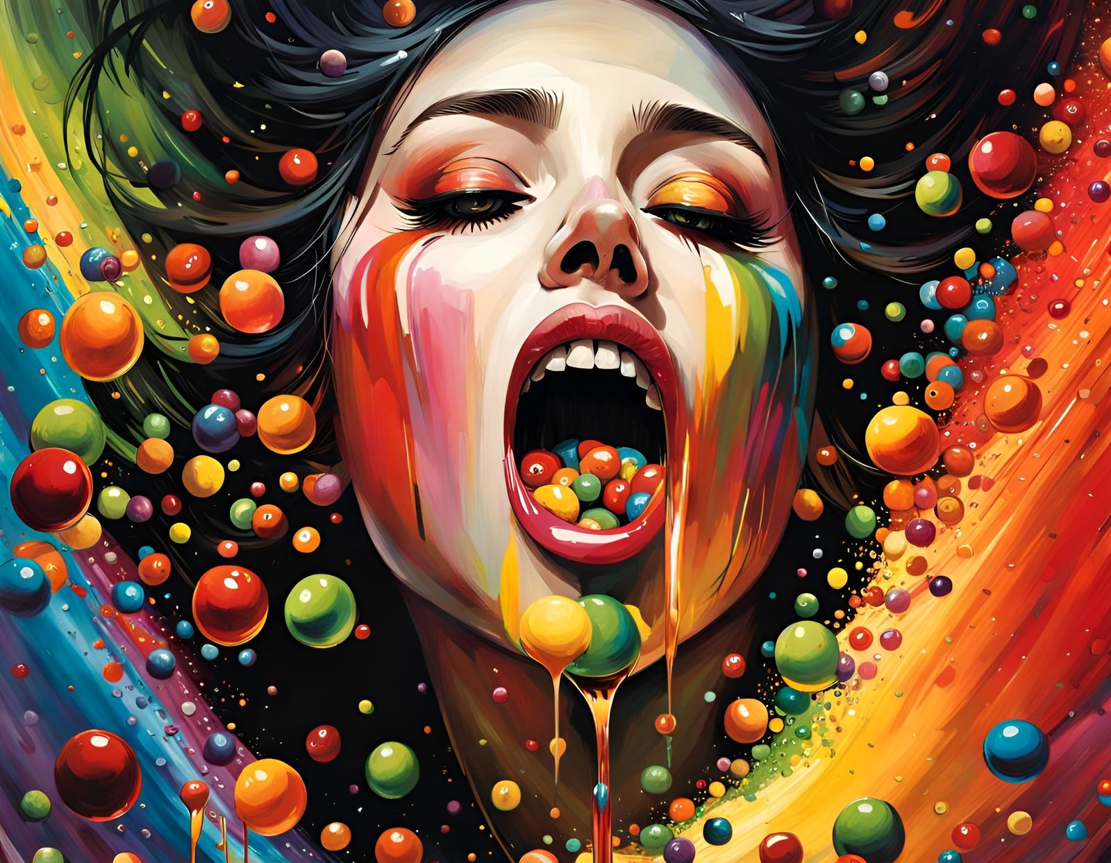 Skittles Avalanche: A Hyperdetailed Colorful Portrait