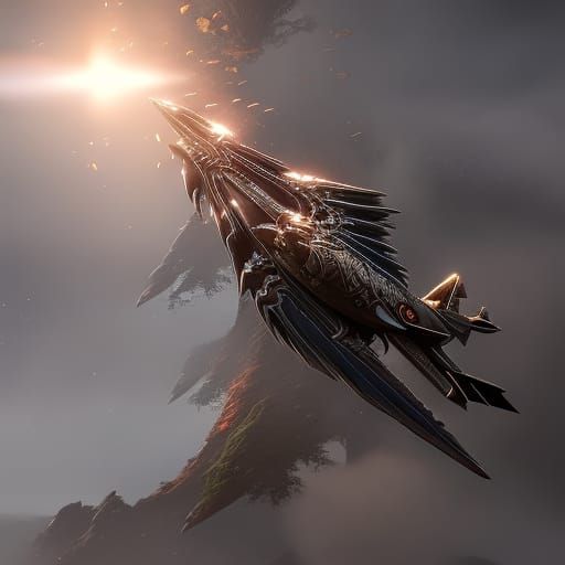 Three-Eyed Sparrow in Flight: Dark Fantasy Concept Art