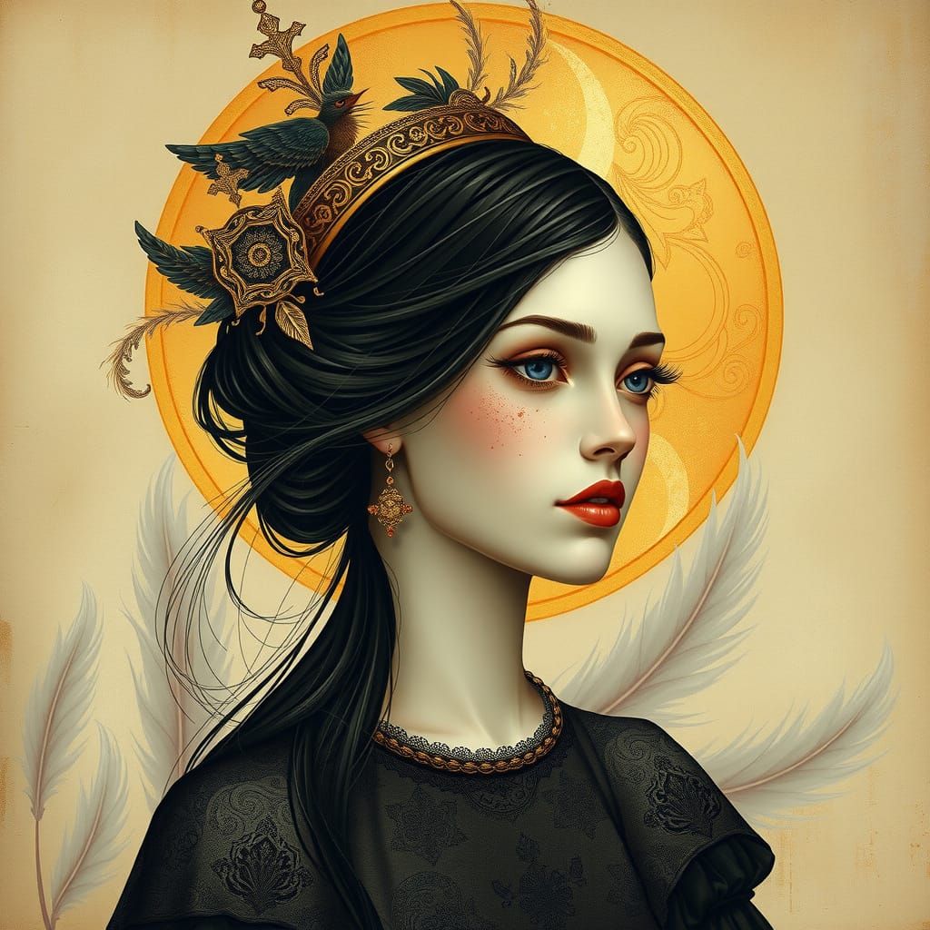 Ethereal Woman in Golden Era Splendor