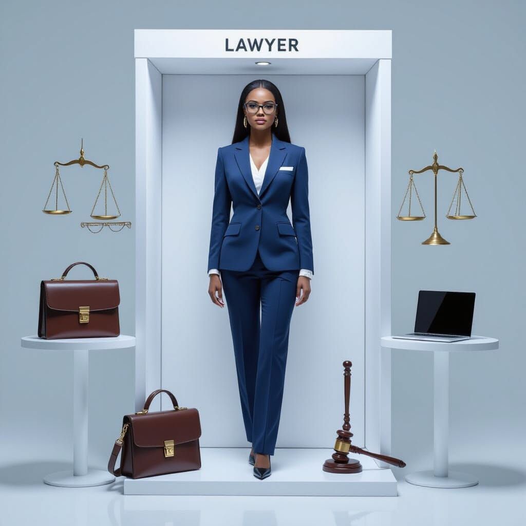 Glamorous Lawyer in Doll Box Display, Studio Shoot