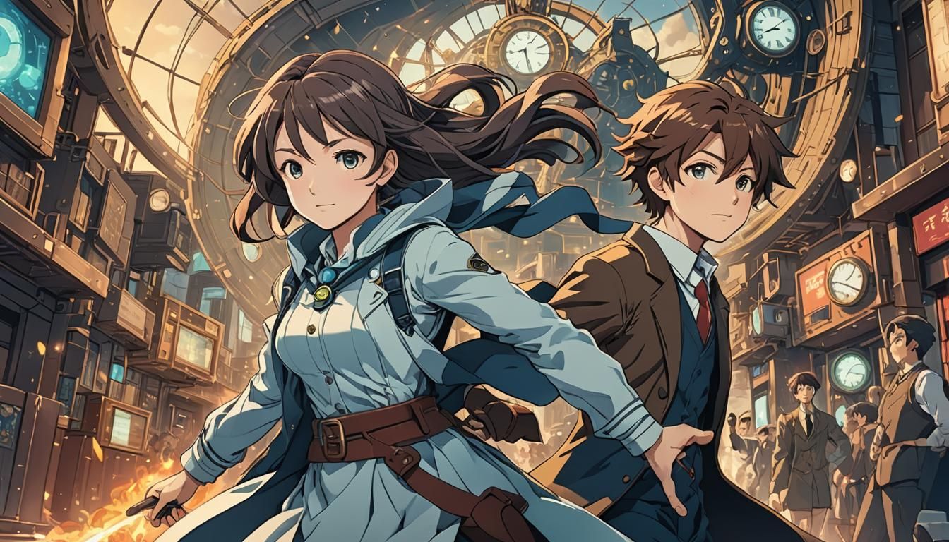 Time Travel Myths: Cel-Shaded Anime Wallpaper