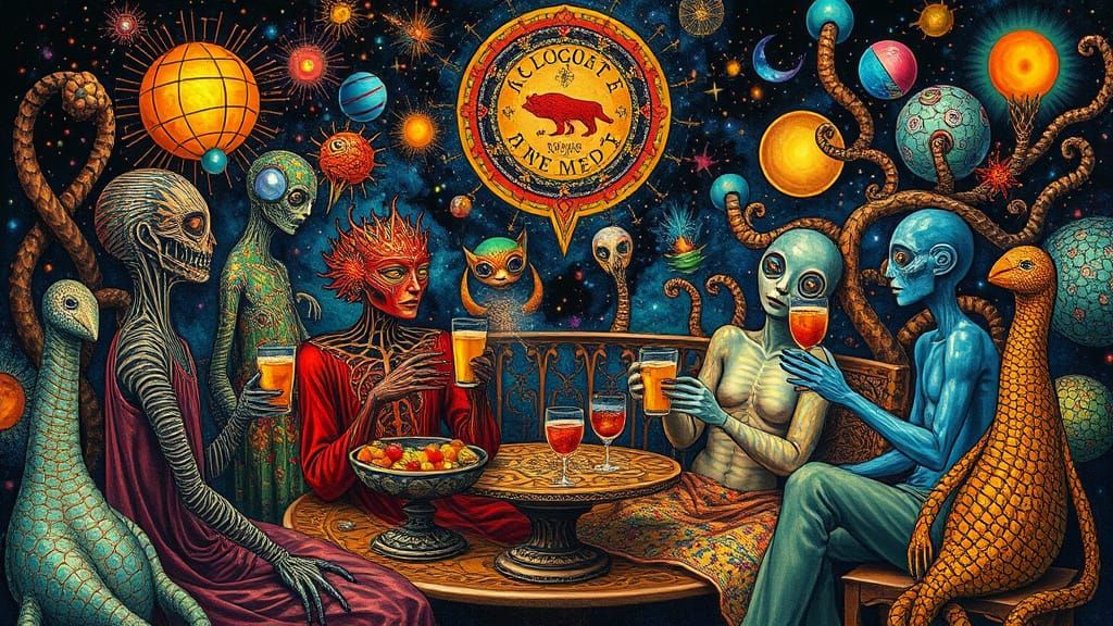 Surreal Psychedelic Utopia with Melting Figures