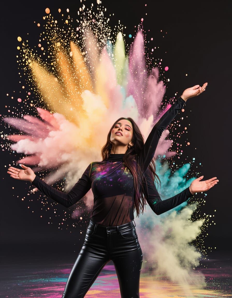 Colorful Holi Wings: Photorealistic Studio Portrait