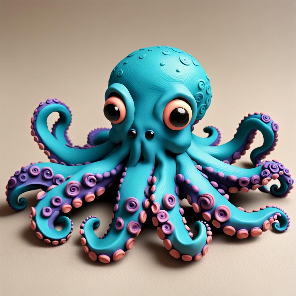 Adorable Claymation Octopus in Bright Colors