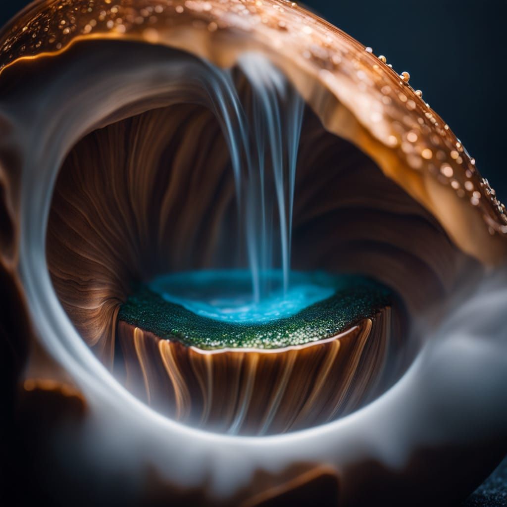 Surreal Waterfall Flowing Inside a Walnut Shell