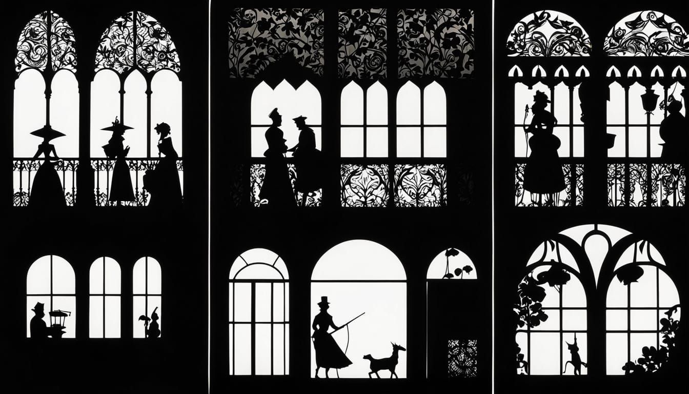 Golden Ratio Cityscape in Intricate Silhouette Animation