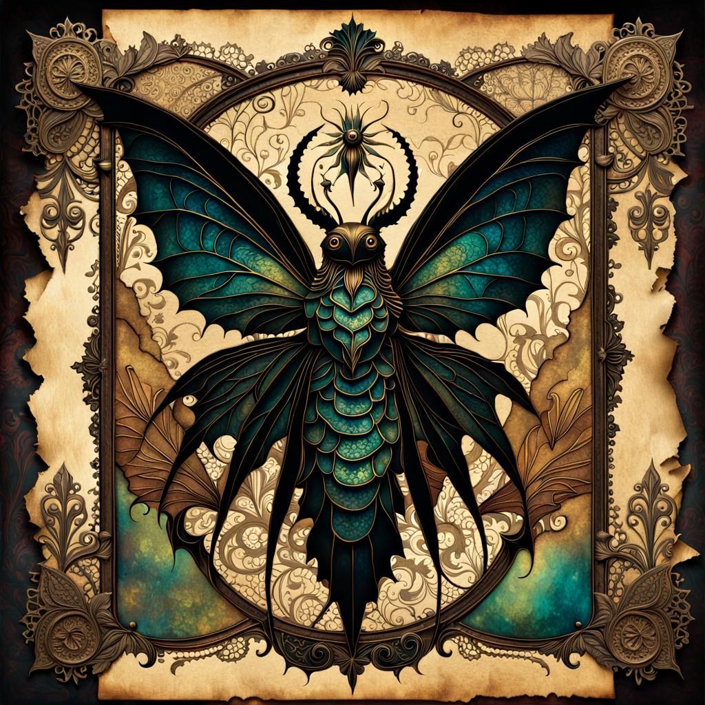 Dark Multi-Armed Gothic Creature in Surrealist Style