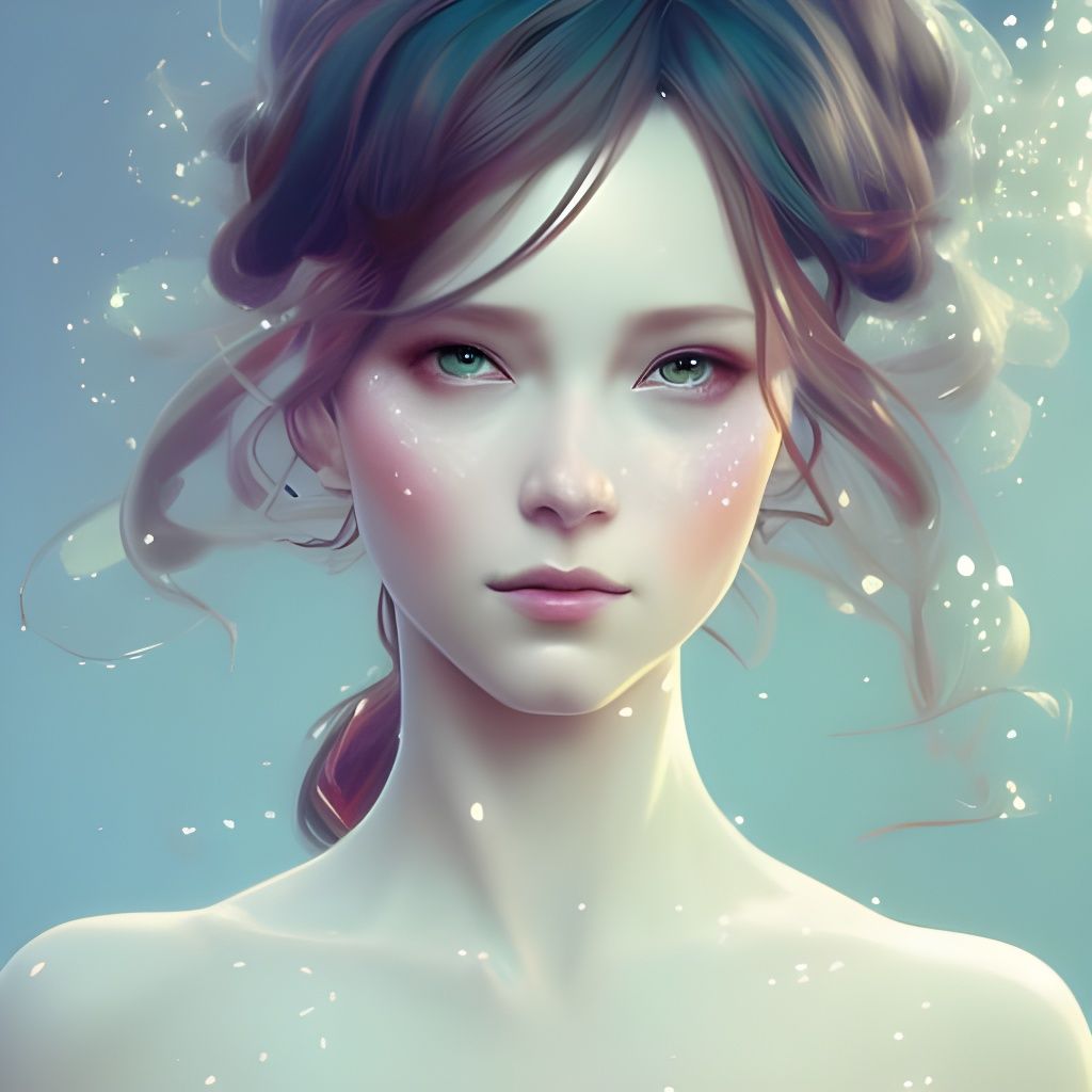Snow Fairy Portrait in Hyperdetailed Digital Art Style