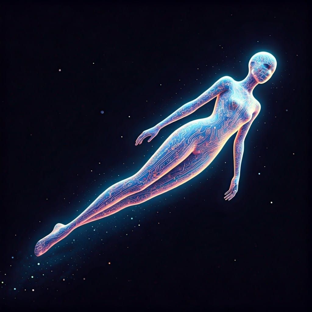 Ethereal AI Entity Radiating Iridescent Glow