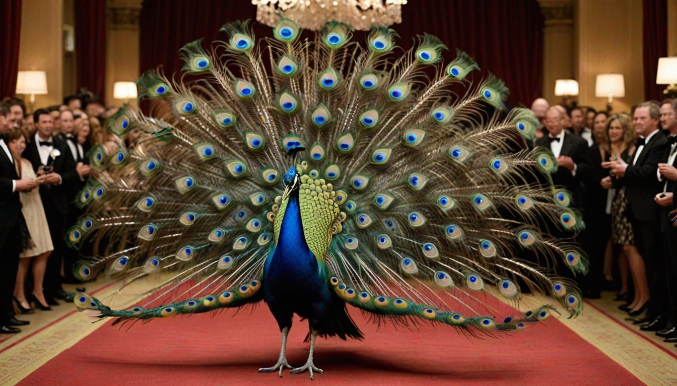Exotic Peacock Shines on the Red Carpet