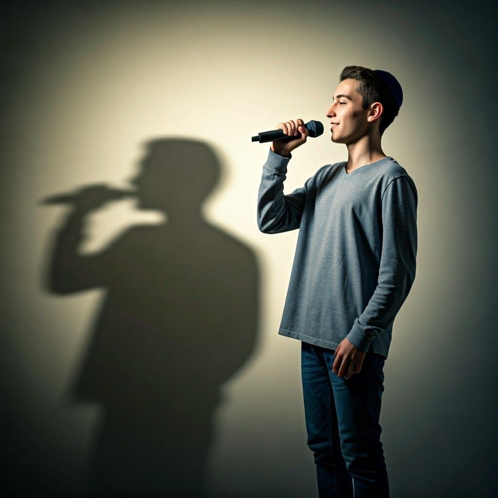 Boy's Shadow Sings in Noir Style