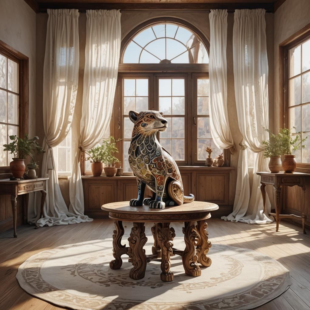 Roessler Ceramic Animal in Sunlit Room