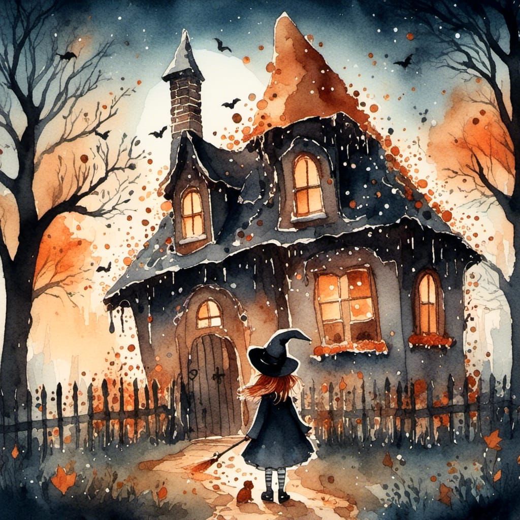 Girl Witch Cries Over Ruined Gingerbread House