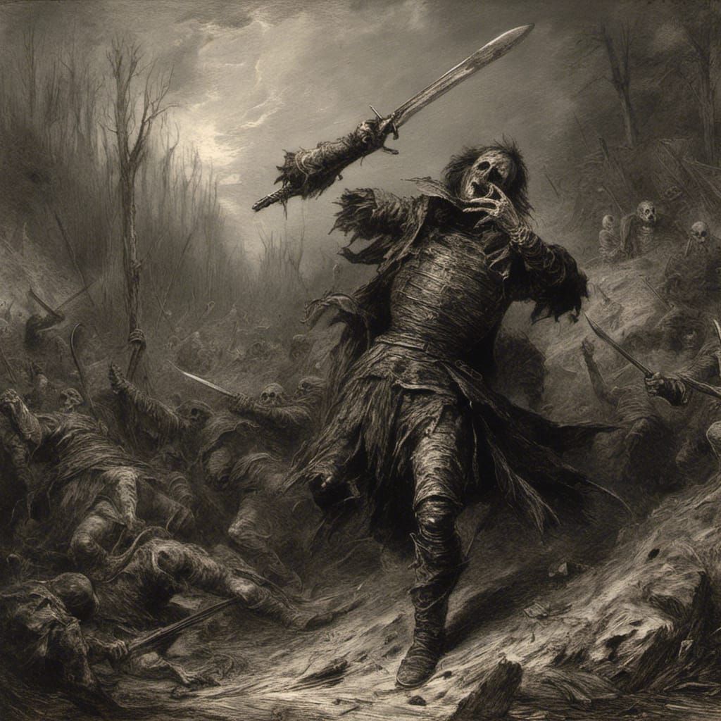 Grotesque Armored Knight as Macabre Horror Art