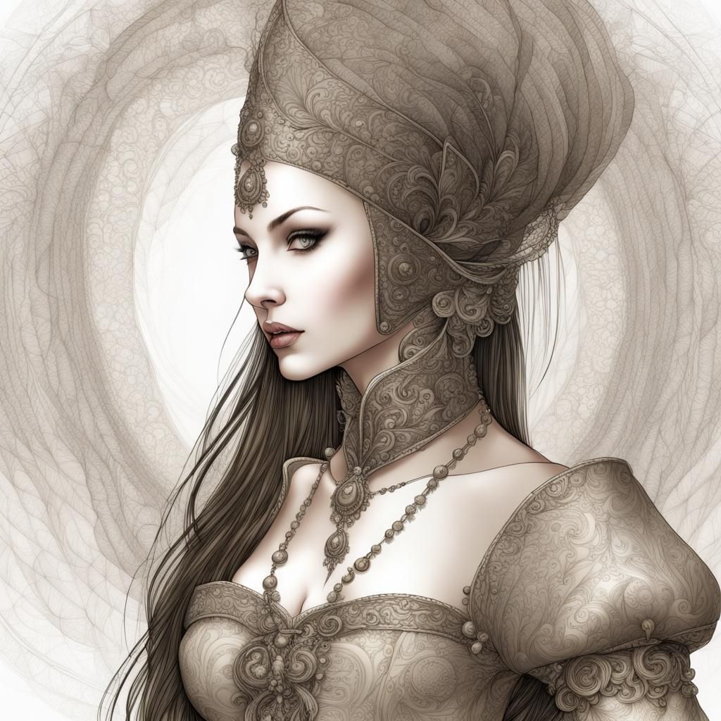 Anne Boleyn in Luis Royo Inspired Abstract Style