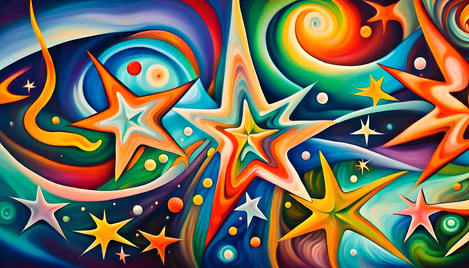 Colorful Star-Beings in Electromagnetic Plasma: Impasto Pain...