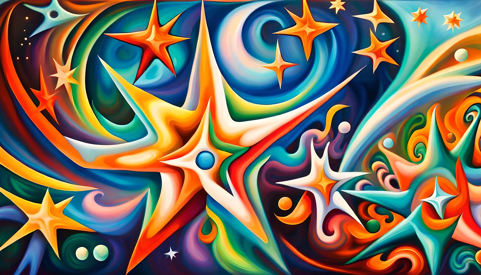 Colorful Star-Beings in Electromagnetic Plasma: Impasto Art