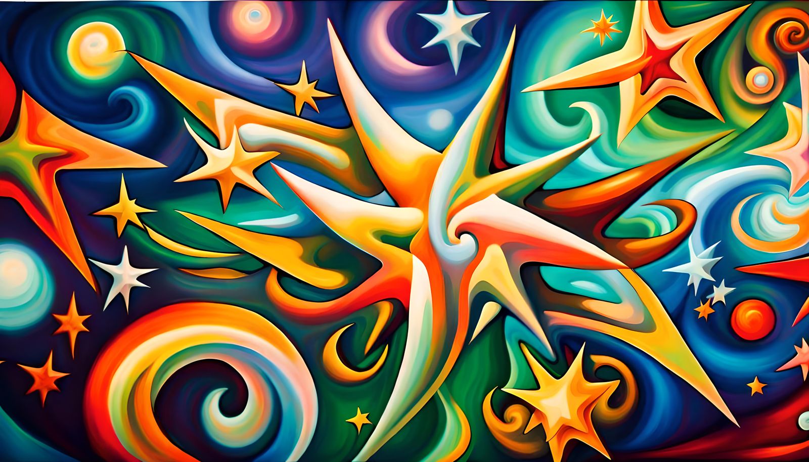 Variegated Star-Beings in Impasto Electromagnetic Swirl